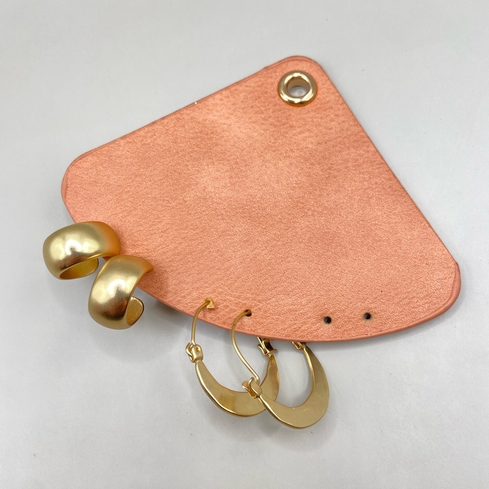 Set of 2 Pair Anthropologie Matte and Hammered Gold Hoop Earrings